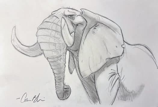"That's Mister Tusks" Original Drawing by Aaron Blaise - Image 3
