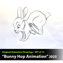 "Bunny Hop" Animation Drawings by Aaron Blaise - (Set of 12 Drawings)