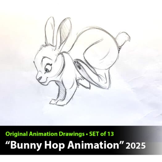 "Bunny Hop" Animation Drawings by Aaron Blaise - (Set of 12 Drawings)