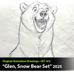 "Glen, Snow Bear" Animation Demo by Aaron Blaise - (Set of 6 Drawings)