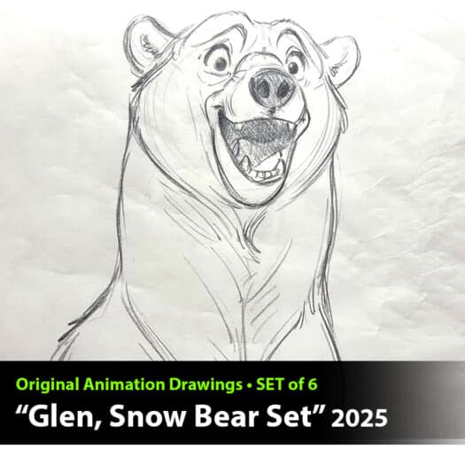 "Glen, Snow Bear" Animation Demo by Aaron Blaise - (Set of 6 Drawings)