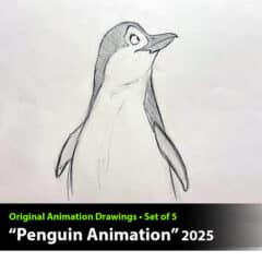 "Penguin" Animation Drawings by Aaron Blaise - (Set of 5 Drawings)
