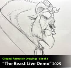 "The Beast Live Demo" Animation Drawings by Aaron Blaise - (Set of 3 Drawings)