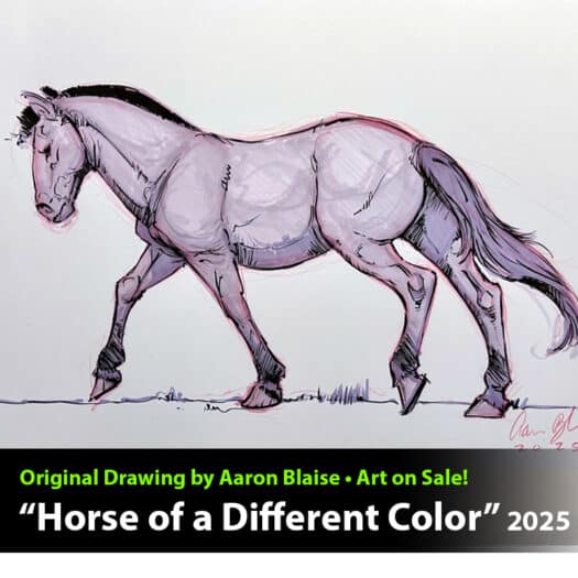 "Horse of a Different Color" Original Mixed Media Drawing by Aaron Blaise