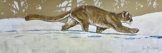 "Mountain Lion in Snow" Mixed Media Drawing - Image 2