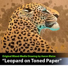 "Leopard on Toned Paper" Original Mixed Media Drawing by Aaron Blaise