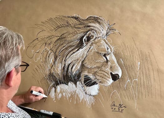 "Lion in Profile" Original Large Format Drawing - Image 2