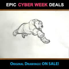 "Glen Running" Snow Bear Animation Drawings by Aaron Blaise - (Set of 9 Drawings)