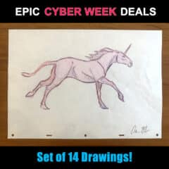 "Crayon Unicorn Run Cycle" Animation Drawings - (Set of 14 Drawings)