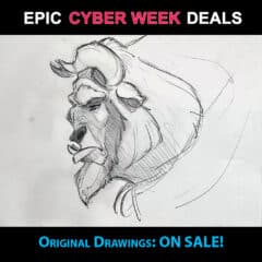 "The Beast in Profile Left" Original Drawing