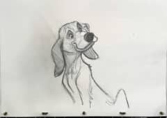 "Hand-Drawn Dog" Animation Drawings by Aaron Blaise - (Set of 5 Drawings)